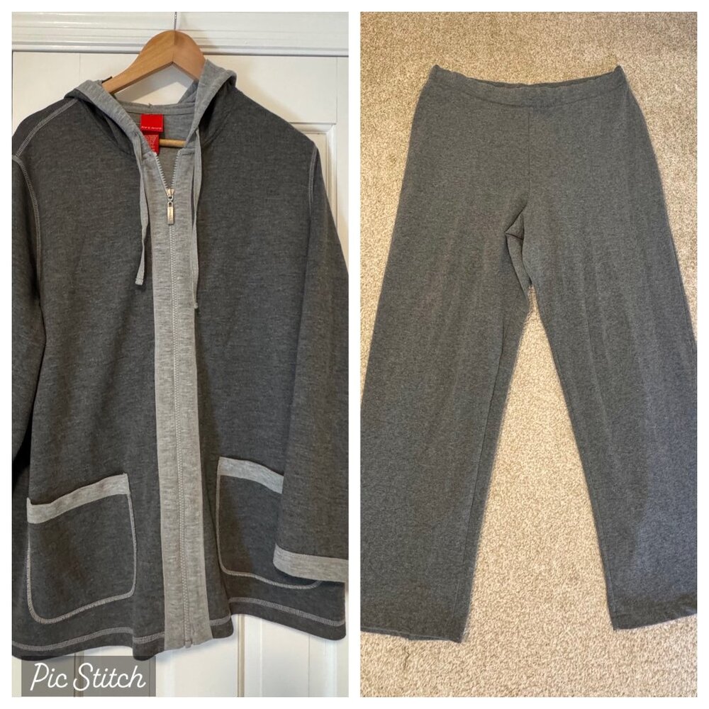 Bundle Lot Women Plus 18/20 Avenue Outfit Set Gray Full Zip Jacket Stretch Pants
